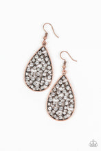 Load image into Gallery viewer, Paparazzi Call Me Ms. Universe - Copper - White Rhinestones - Teardrop Earrings - $5 Jewelry With Ashley Swint