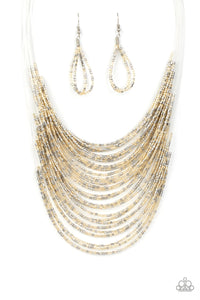 Paparazzi Catwalk Queen - Multi - Metallic Gold and Silver Seed Beads - Necklace & Earrings - $5 Jewelry with Ashley Swint