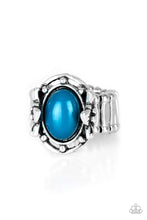 Load image into Gallery viewer, Paparazzi Color Me Confident - Blue Bead - Silver Frame blooming with Floral Details - Ring - $5 Jewelry with Ashley Swint