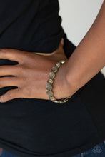 Load image into Gallery viewer, Paparazzi Dainty Queen - Brass - Golden Topaz Rhinestones - Stretchy Band Bracelet - $5 Jewelry with Ashley Swint