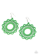 Load image into Gallery viewer, Paparazzi Dominican Daisy - Green - Airy Wooden - Earrings - $5 Jewelry with Ashley Swint