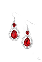 Load image into Gallery viewer, Paparazzi Double The Drama - Red Gem - Earrings - $5 Jewelry with Ashley Swint