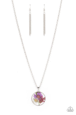 PRE-ORDER - Paparazzi Evergreen Eden - Multi - Wildflowers Encased in Glass - Necklace & Earrings - $5 Jewelry with Ashley Swint