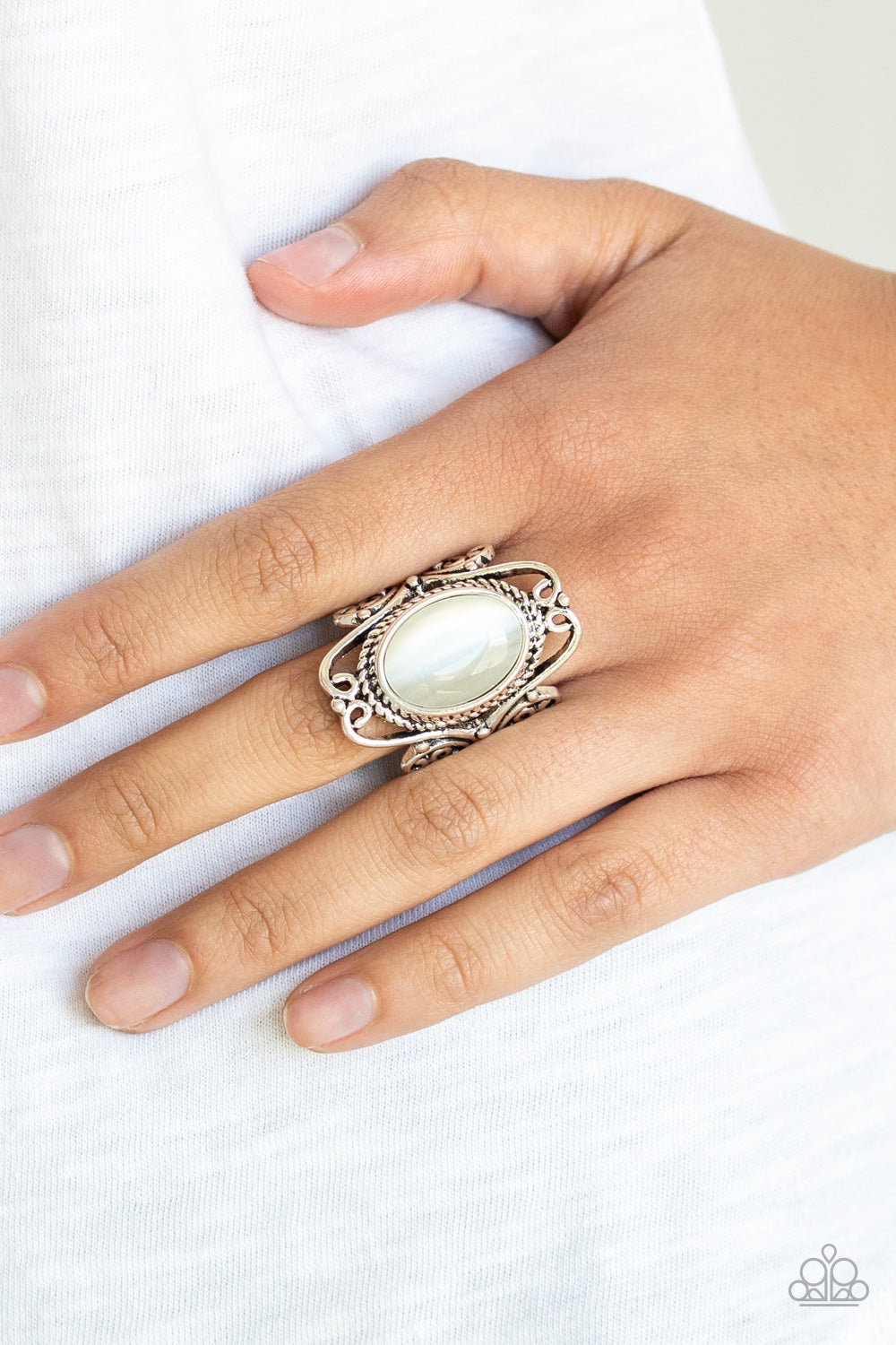 PRE-ORDER - Paparazzi Fairytale Flair - White Cat's Eye Stone - Ring - $5 Jewelry with Ashley Swint