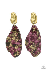 Paparazzi Fish Out of Water - Brass - Faux Marble Acrylic - Post Earrings - $5 Jewelry with Ashley Swint