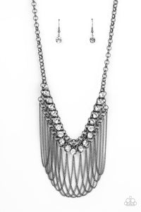 PRE-ORDER - Paparazzi Flaunt Your Fringe - Black - Necklace & Earrings - $5 Jewelry with Ashley Swint