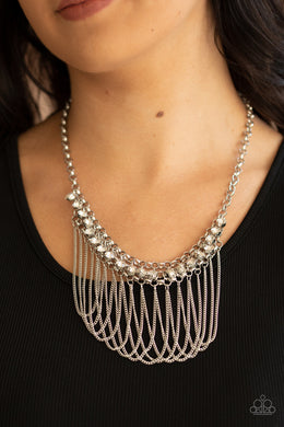 Paparazzi Flaunt Your Fringe - White Rhinestones - Necklace & Earrings - $5 Jewelry with Ashley Swint