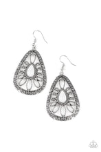 Load image into Gallery viewer, Paparazzi Floral Frill - White - Ornate Silver Teardrop - Earrings - $5 Jewelry with Ashley Swint
