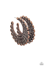 Load image into Gallery viewer, Paparazzi Funky Flirt - Copper - Antiqued Shimmer Filigree - Hoop Earrings - $5 Jewelry with Ashley Swint