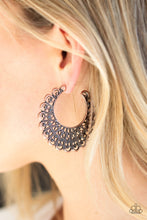 Load image into Gallery viewer, Paparazzi Funky Flirt - Copper - Antiqued Shimmer Filigree - Hoop Earrings - $5 Jewelry with Ashley Swint