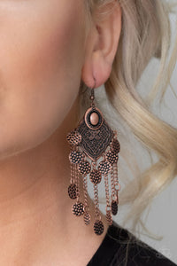 Paparazzi Garden Explorer - Copper - Embossed Discs - Double Fringe Earrings - $5 Jewelry with Ashley Swint
