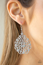 Load image into Gallery viewer, Paparazzi Garden Party Princess - White - Flowery Filigree - Silver Teardrop - Earrings - $5 Jewelry with Ashley Swint