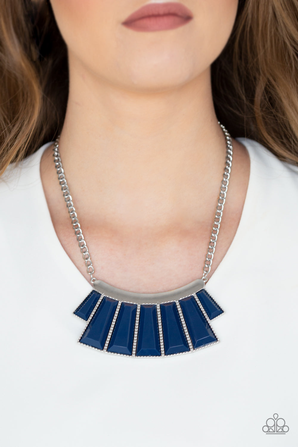 Paparazzi Glamour Goddess - Blue - Faceted Emerald Style Beads - Necklace & Earrings - $5 Jewelry With Ashley Swint