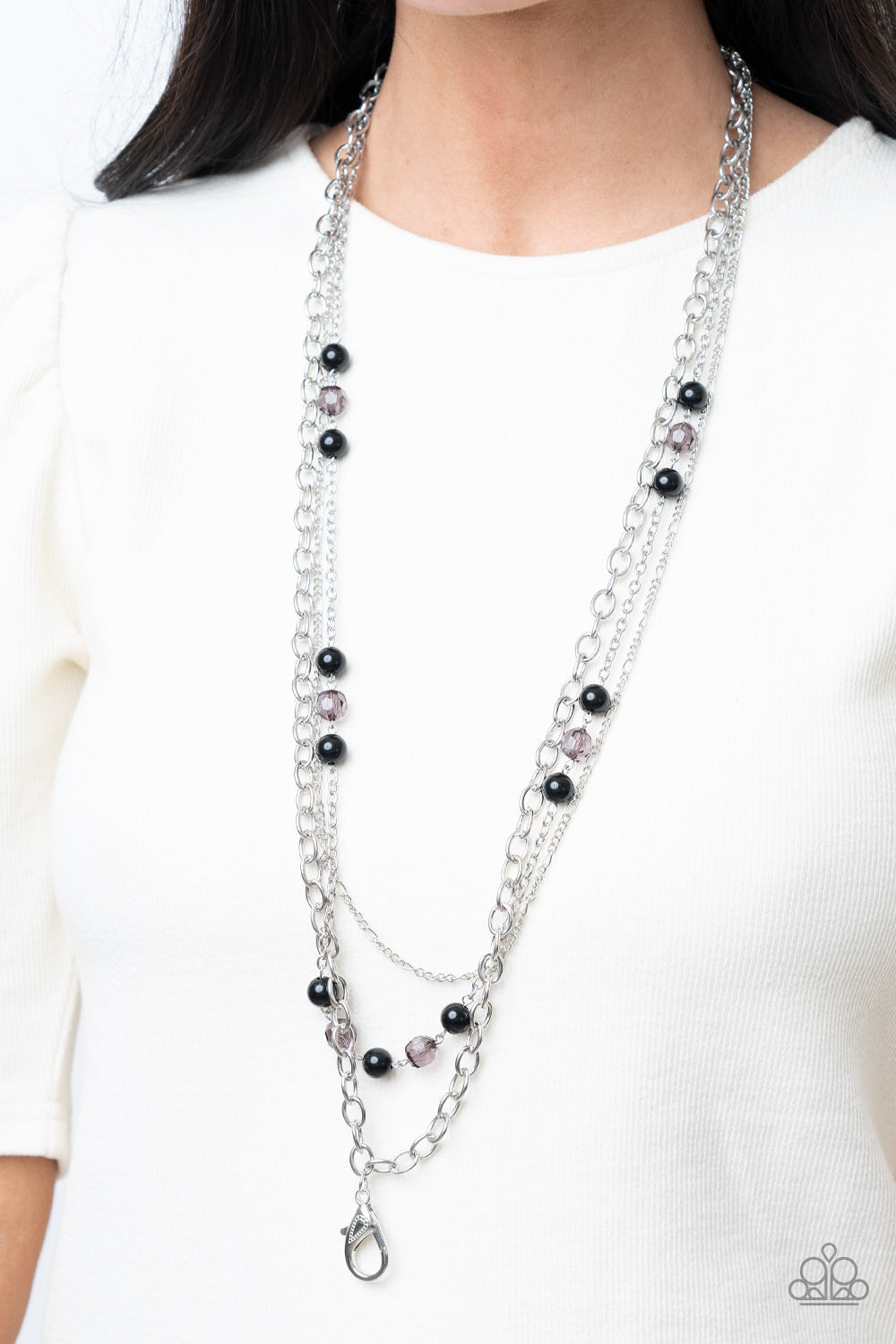 PRE-ORDER - Paparazzi GLEAM Work - Black - Lanyard Necklace & Earrings - $5 Jewelry with Ashley Swint