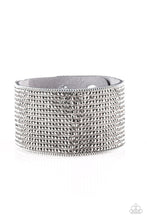 Load image into Gallery viewer, Paparazzi Glitter Gossip - Silver - Hematite Rhinestones - Thick Gray Suede Band - Wrap Bracelet - $5 Jewelry With Ashley Swint