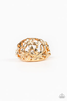 Paparazzi Haute Havana - Gold - Flowers Bloom - Ring - $5 Jewelry with Ashley Swint