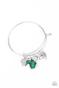 Paparazzi Heart of BOLD - Green - Silver Wing, Heart, Key & Locket Charms - White Rhinestones - Bracelet - $5 Jewelry with Ashley Swint