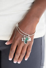 Load image into Gallery viewer, Paparazzi Heart of BOLD - Green - Silver Wing, Heart, Key &amp; Locket Charms - White Rhinestones - Bracelet - $5 Jewelry with Ashley Swint