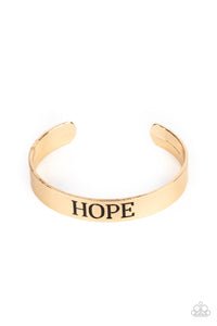 Paparazzi Hope Makes The World Go Round - Gold - Inspirational Bracelet - $5 Jewelry with Ashley Swint