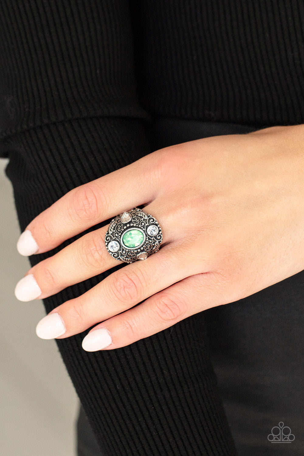 PRE-ORDER - Paparazzi In The Limelight - Green Gem - Ring - $5 Jewelry with Ashley Swint