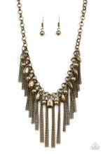 Load image into Gallery viewer, Paparazzi Industrial Intensity - Brass - Teardrops and Pearly Brass Beads - Necklace &amp; Earrings - $5 Jewelry With Ashley Swint