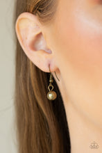 Load image into Gallery viewer, Paparazzi Industrial Intensity - Brass - Teardrops and Pearly Brass Beads - Necklace &amp; Earrings - $5 Jewelry With Ashley Swint