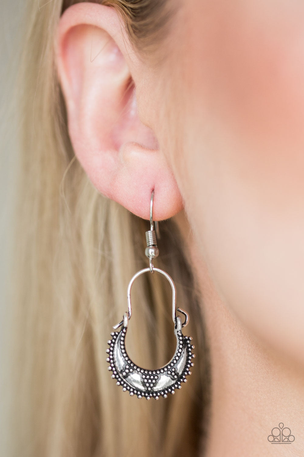 Paparazzi Industrially Indigenous - Silver - Studded Rounded - Earrings - $5 Jewelry with Ashley Swint
