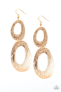 Paparazzi Ive SHEEN It All - Gold - Asymmetrical Hoops - Earrings - $5 Jewelry With Ashley Swint