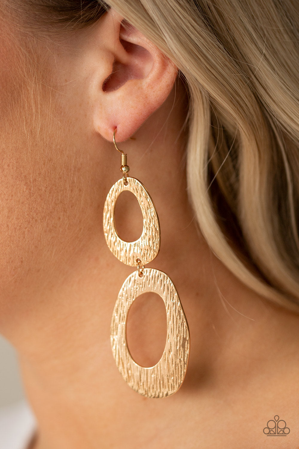 Paparazzi Ive SHEEN It All - Gold - Asymmetrical Hoops - Earrings - $5 Jewelry With Ashley Swint