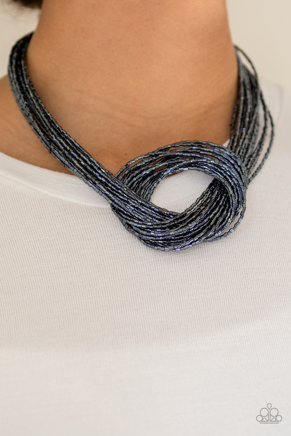 Paparazzi Knotted Knockout - Blue Seed Beads - Necklace and matching Earrings - $5 Jewelry With Ashley Swint
