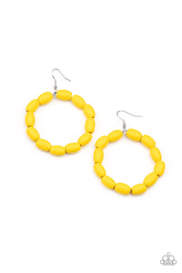 PRE-ORDER - Paparazzi Living The WOOD Life - Yellow - Earrings - $5 Jewelry with Ashley Swint