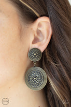 Load image into Gallery viewer, Paparazzi Magnificent Medallions - Brass - Flowery Medallion - Clip on Earrings - $5 Jewelry with Ashley Swint