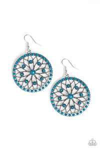 Paparazzi Merry Mandalas - Blue Beads - Silver Floral Filigree - Earrings - $5 Jewelry With Ashley Swint