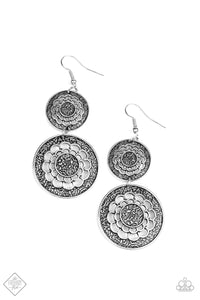 Paparazzi Merry Marigolds Silver - Discs Textured Cutouts - Earrings - Fashion Fix Exclusive September 2019 - $5 Jewelry With Ashley Swint