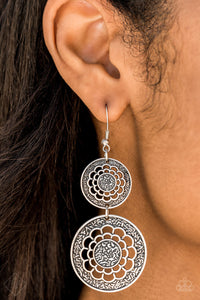 Paparazzi Merry Marigolds Silver - Discs Textured Cutouts - Earrings - Fashion Fix Exclusive September 2019 - $5 Jewelry With Ashley Swint