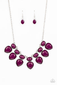 Paparazzi Modern Masquerade - Purple - Faceted Magenta Teardrop Beads - Necklace & Earrings - $5 Jewelry with Ashley Swint