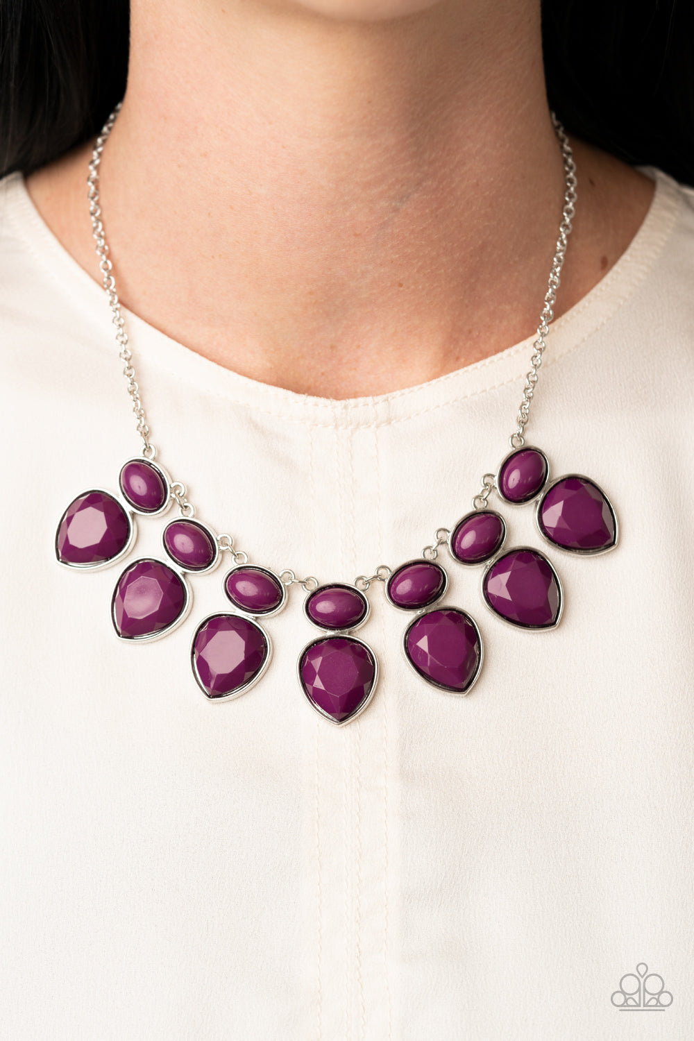 Paparazzi Modern Masquerade - Purple - Faceted Magenta Teardrop Beads - Necklace & Earrings - $5 Jewelry with Ashley Swint