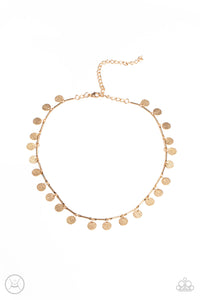 PRE-ORDER - Paparazzi Musically Minimalist - Gold - Choker Necklace & Earrings - $5 Jewelry with Ashley Swint