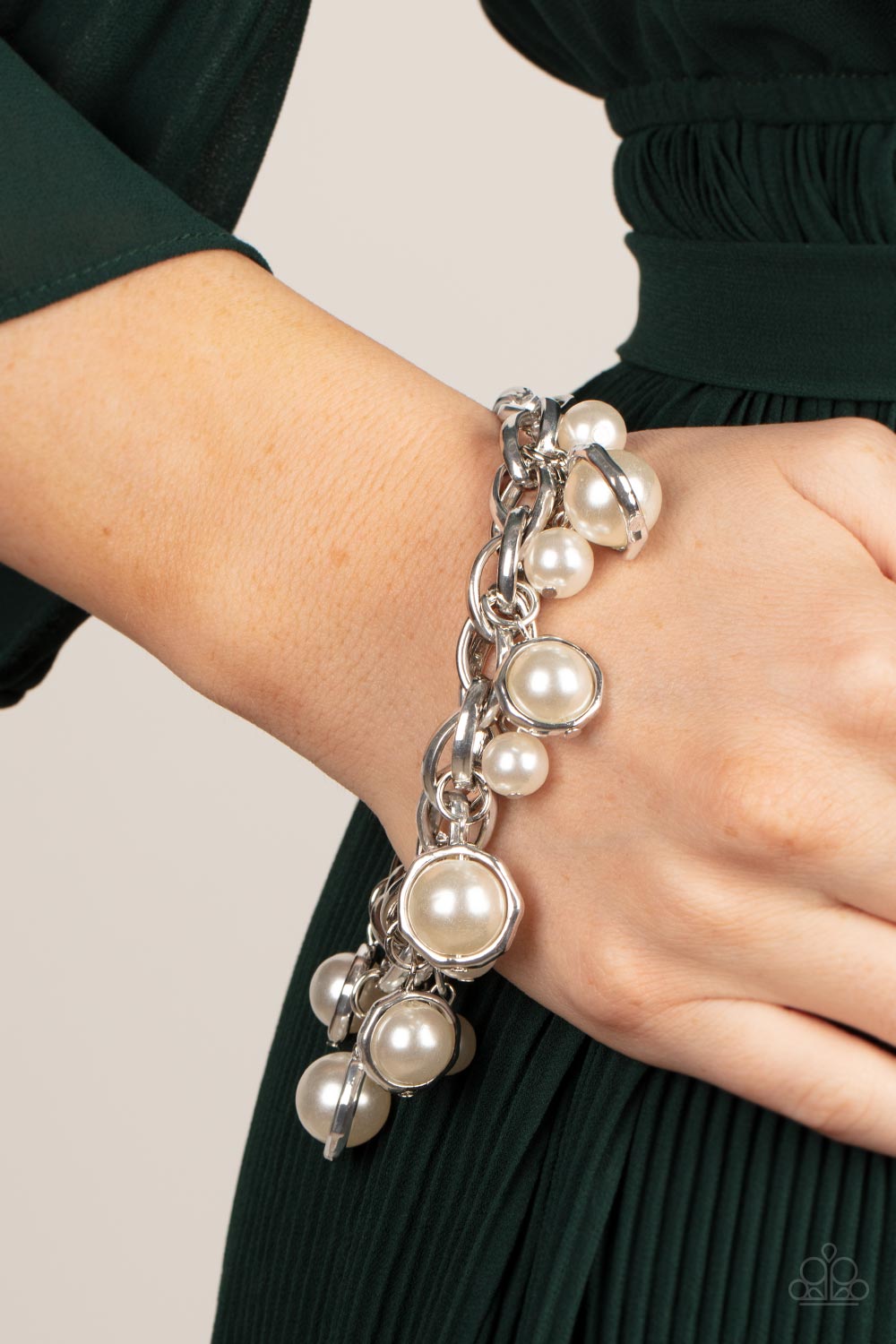 Paparazzi Orbiting Opulence - White - Bracelet - $5 Jewelry with Ashley Swint