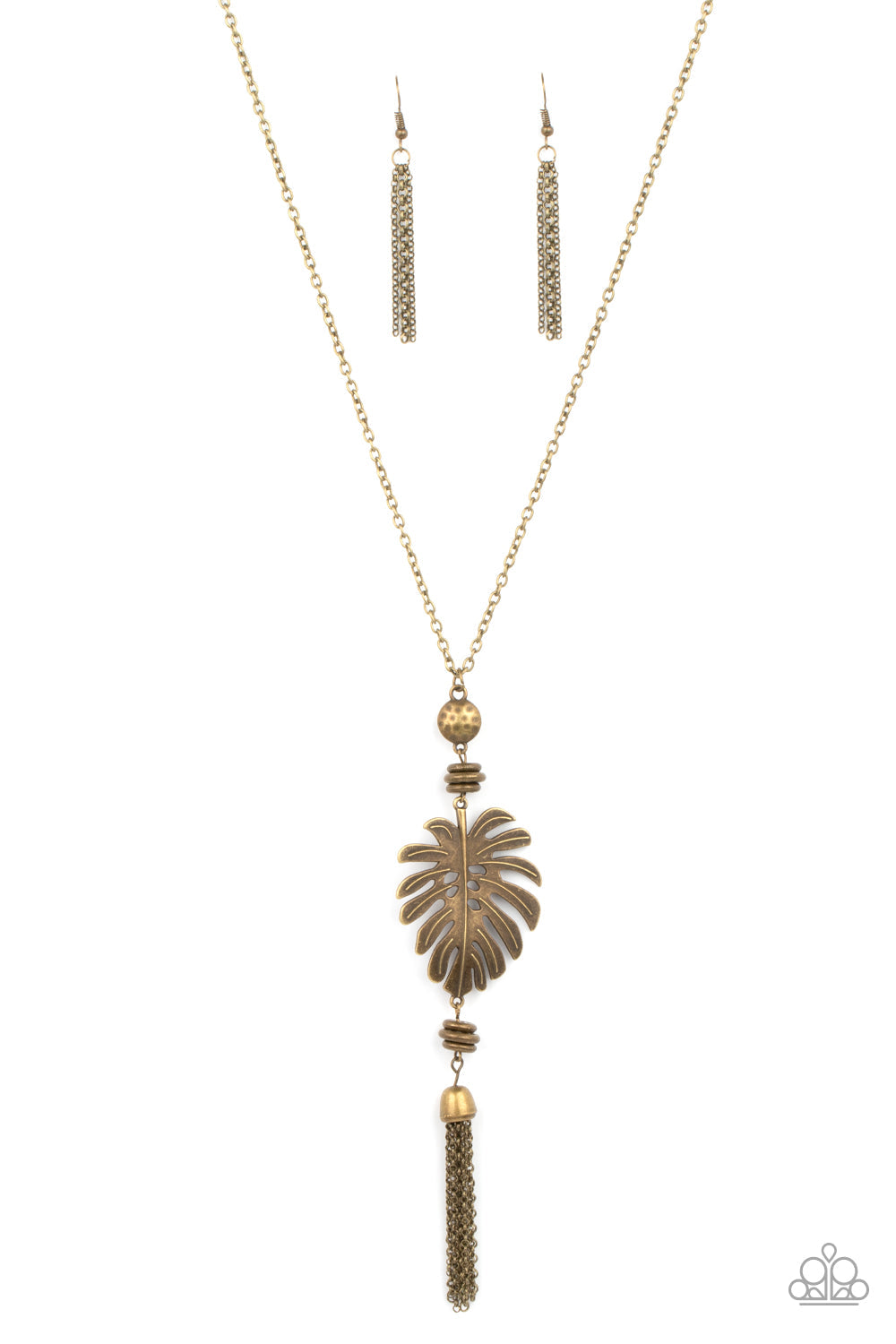 PRE-ORDER - Paparazzi Palm Promenade - Brass - Necklace & Earrings - $5 Jewelry with Ashley Swint