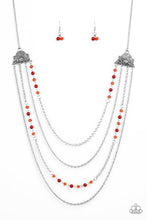 Load image into Gallery viewer, Paparazzi Pharaoh Finesse - Red Crystal Beads - Silver Chains - Necklace and matching Earrings - $5 Jewelry With Ashley Swint