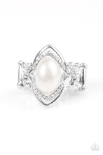 Load image into Gallery viewer, Paparazzi Positively Posh - White Pearly Bead and Rhinestones - Silver Band Ring - $5 Jewelry With Ashley Swint