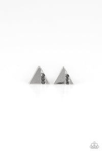 Paparazzi Pyramid Paradise - Silver - Hematite Rhinestones - Triangle Post Earrings - $5 Jewelry With Ashley Swint