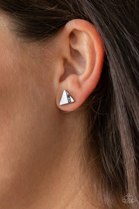 Paparazzi Pyramid Paradise - Silver - Hematite Rhinestones - Triangle Post Earrings - $5 Jewelry With Ashley Swint