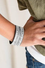 Load image into Gallery viewer, Paparazzi Rebel Radiance - Black - Rhinestones - Wrap Snap Bracelet - $5 Jewelry with Ashley Swint