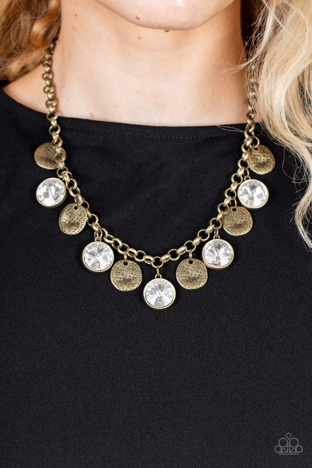 PRE-ORDER - Paparazzi Spot On Sparkle - Brass - Necklace & Earrings - $5 Jewelry with Ashley Swint
