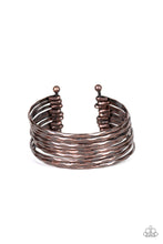 Load image into Gallery viewer, Paparazzi Stacked Shimmer - Copper - Diamond Cut Shimmer - Antiqued Copper - Bangle Like Cuff Bracelet - $5 Jewelry With Ashley Swint
