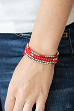 Load image into Gallery viewer, Paparazzi Stacked Showcase - Red - Silver Beads - Set of 5 Stretchy Bracelets - $5 Jewelry with Ashley Swint
