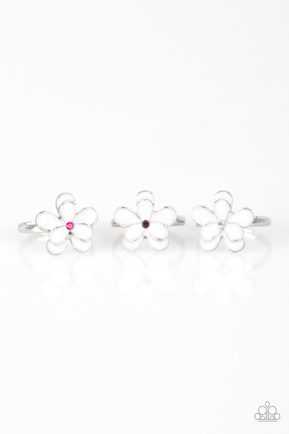 Paparazzi Starlet Shimmer Girls Rings - 10 - White Flower w/Rhinestone center - $5 Jewelry With Ashley Swint