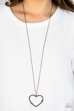 Paparazzi Straight From The Heart - Copper - Heart Pendant - Necklace & Earrings - $5 Jewelry With Ashley Swint